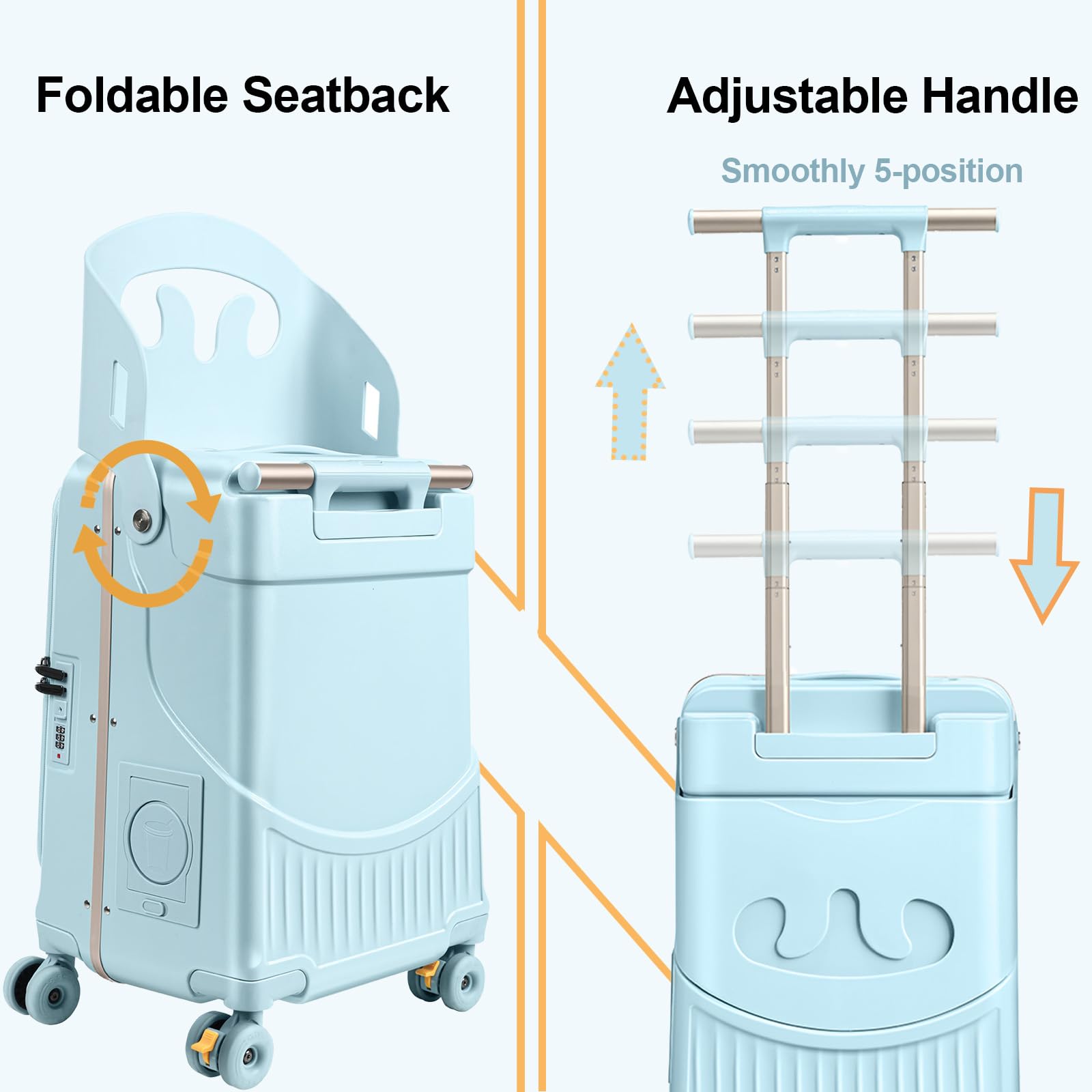 20" Ride-On Hardside Carry-On Suitcase with Seat & TSA Lock